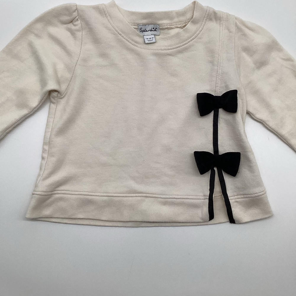 Splendid cream sweatshirt with black bow details